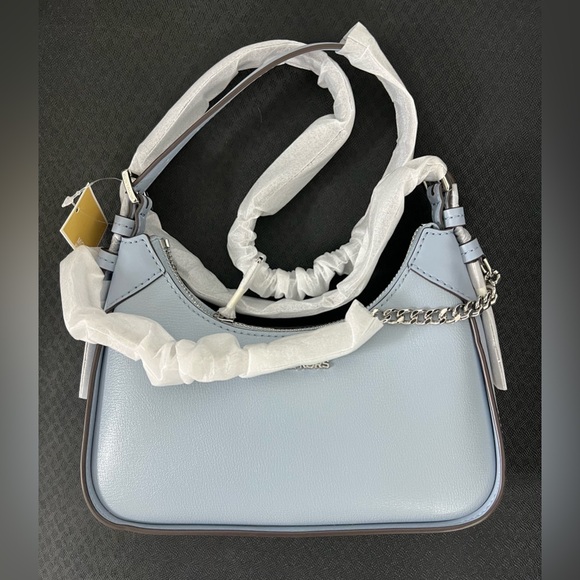 NWT Michael Kors Wilma Small Leather Crossbody Bag Pale Blue - Picture 1 of 7